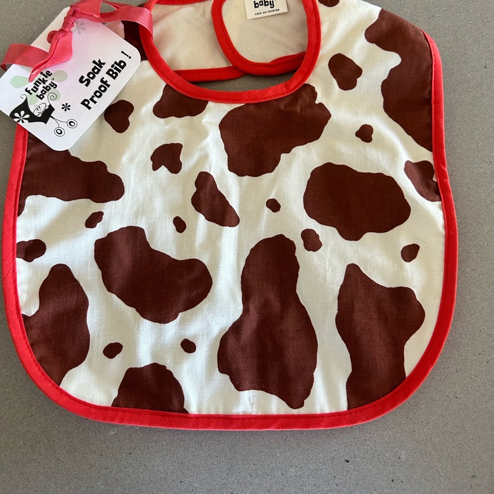 Pinto Pony Baby Bib with Red Trim